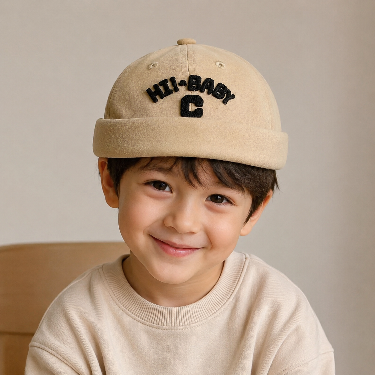 Cotton Brimless Docker Cap – Adjustable Kids Summer Hat With Embroidered Logo