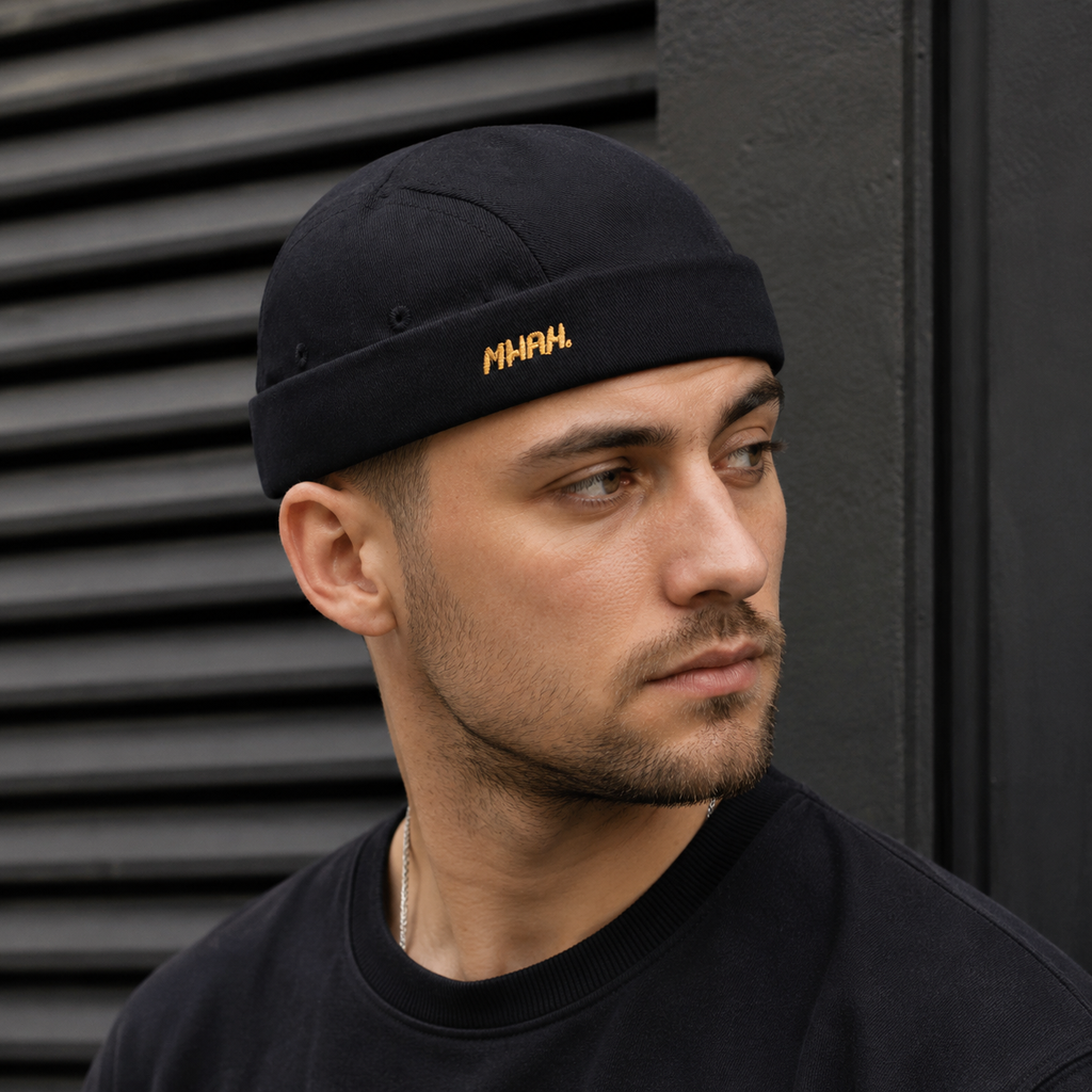 Cotton Docker Cap – Adjustable Brimless Hat With Embroidered Logo Design