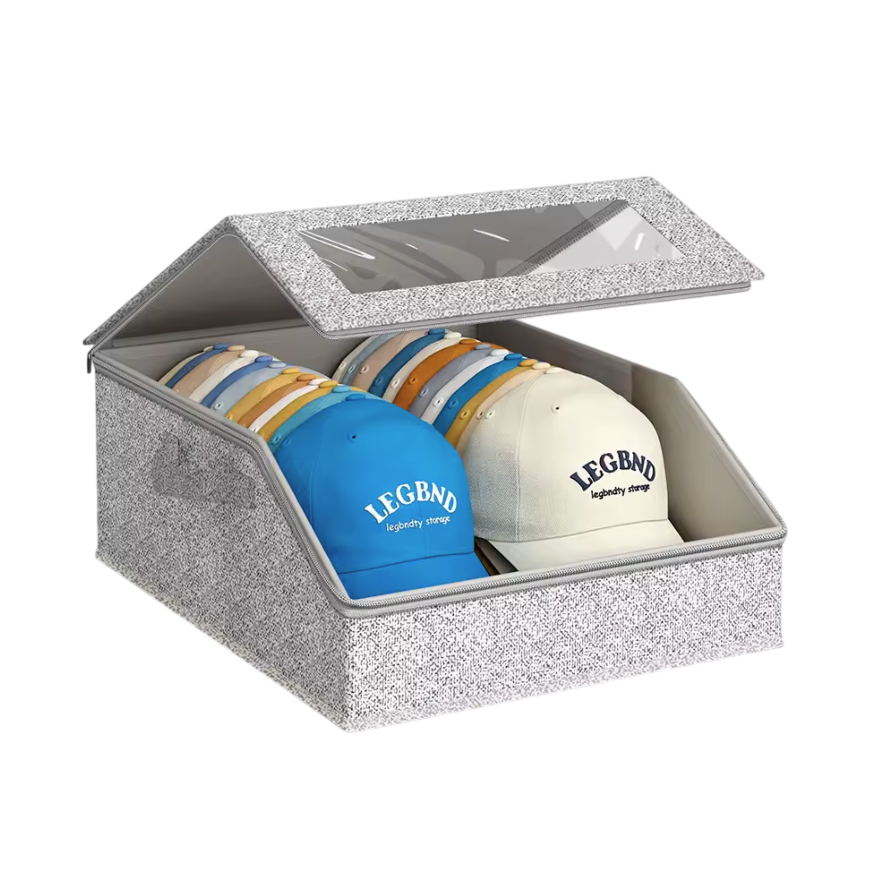 Foldable Baseball Cap Storage Box with Lid, Dustproof Hat Organizer