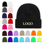 Custom printed logo beanie in acrylic knit, unisex winter hat