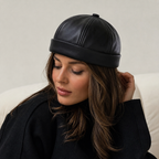 Leather Docker Cap - Adjustable Vegan Leather Hat | Water Resistant Unisex Headwear