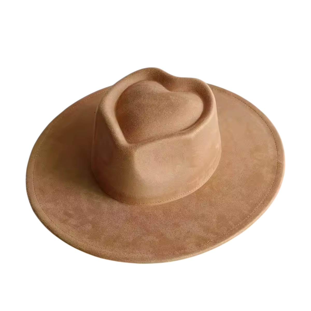 Vegan Suede Teardrop Fedora Hat with Wide Brim