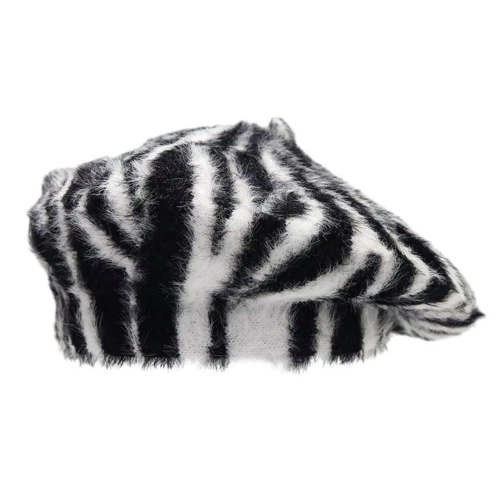 Zebra Print Beret Hat for Women
