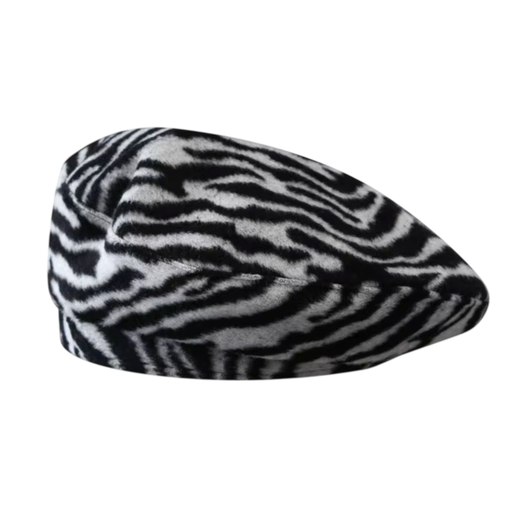 Zebra Print Knit Beret Hat for Men and Women
