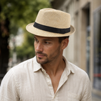 Marbled Trilby Hat – Adjustable Organic Cotton Fedora, Unisex Summer Hat 56-59 cm