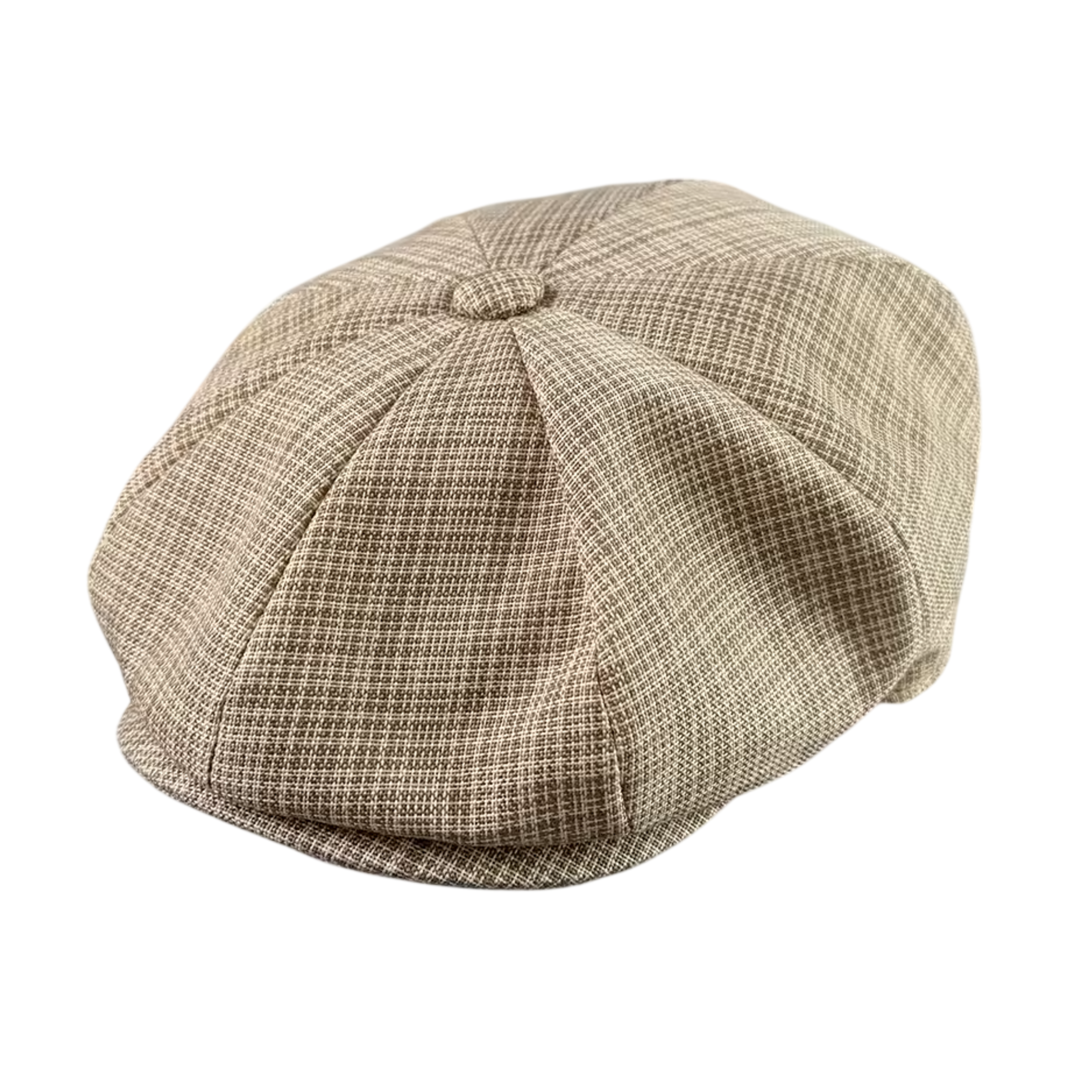 Checkered flat cap on a white background