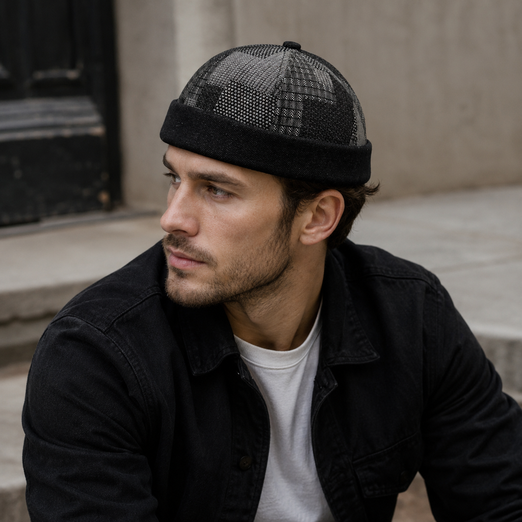 Denim Docker Cap – Adjustable Cotton Patchwork Hat For Men & Women
