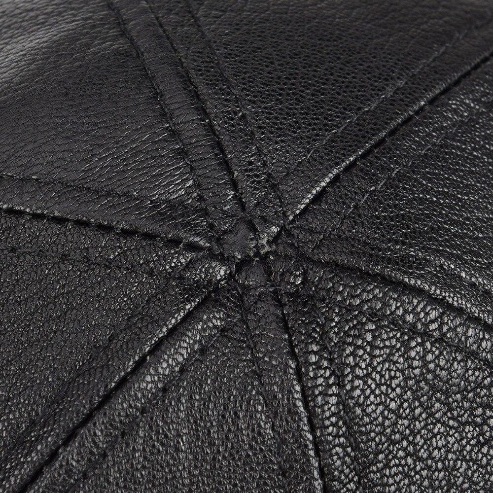 Men’s Leather Flat Cap – Classic Solid Color Ivy Hat