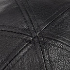 Men’s Leather Flat Cap – Classic Solid Color Ivy Hat
