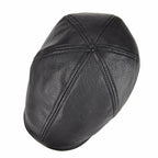 Men’s Leather Flat Cap – Classic Solid Color Ivy Hat