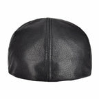 Men’s Leather Flat Cap – Classic Solid Color Ivy Hat