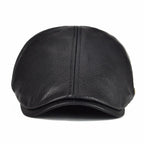 Men’s Leather Flat Cap – Classic Solid Color Ivy Hat