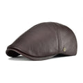 Men’s Leather Flat Cap – Classic Solid Color Ivy Hat