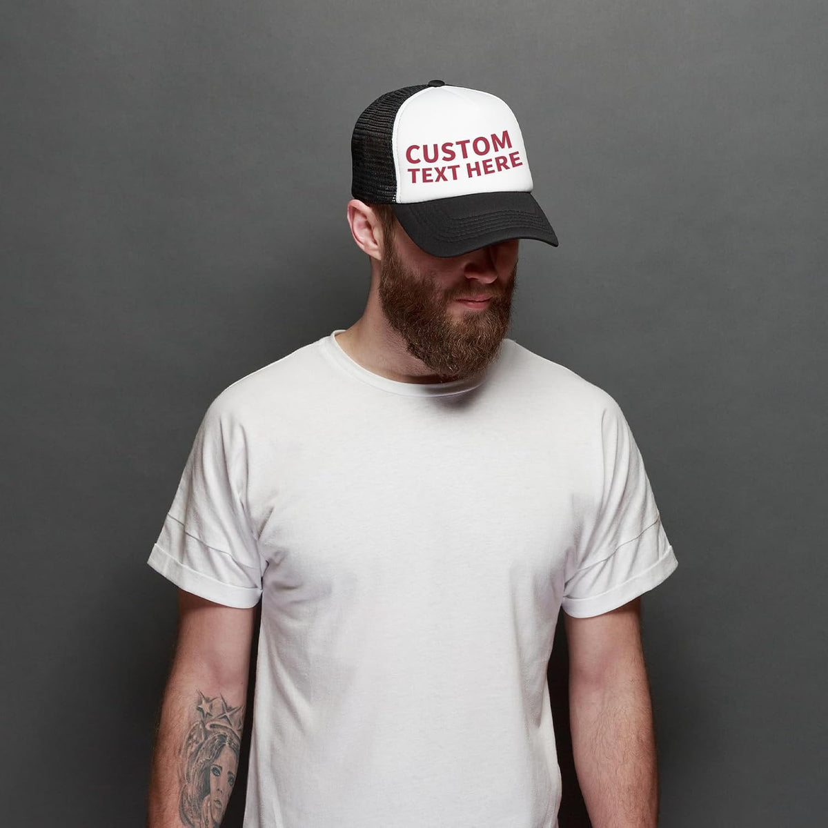 Personalized trucker cap – foam front, mesh back, adjustable snapback closure