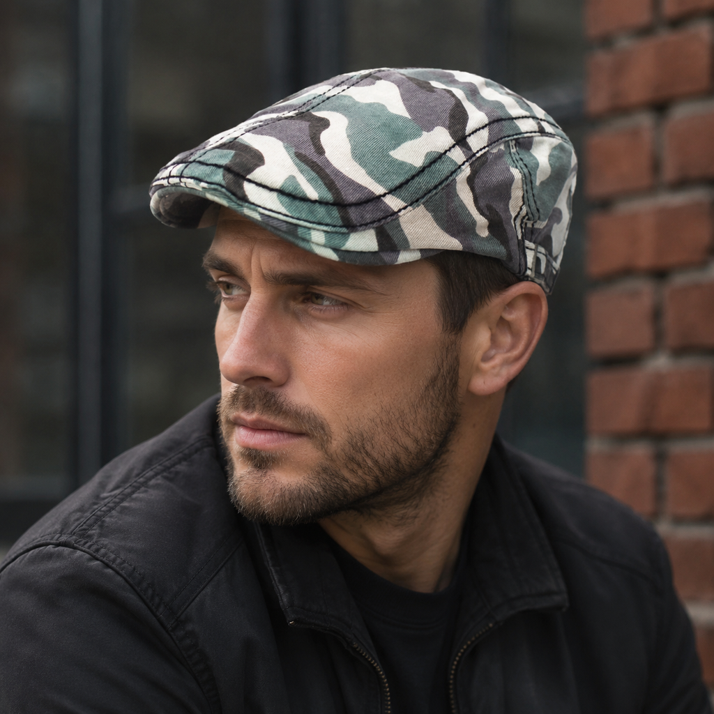 Camouflage Flat Cap – Adjustable Cotton Hat For Men & Women | Stylish Urban Camo Headwear