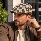 Vintage Flat Cap – Adjustable Cotton Hat with Diamond Pattern for Men & Women
