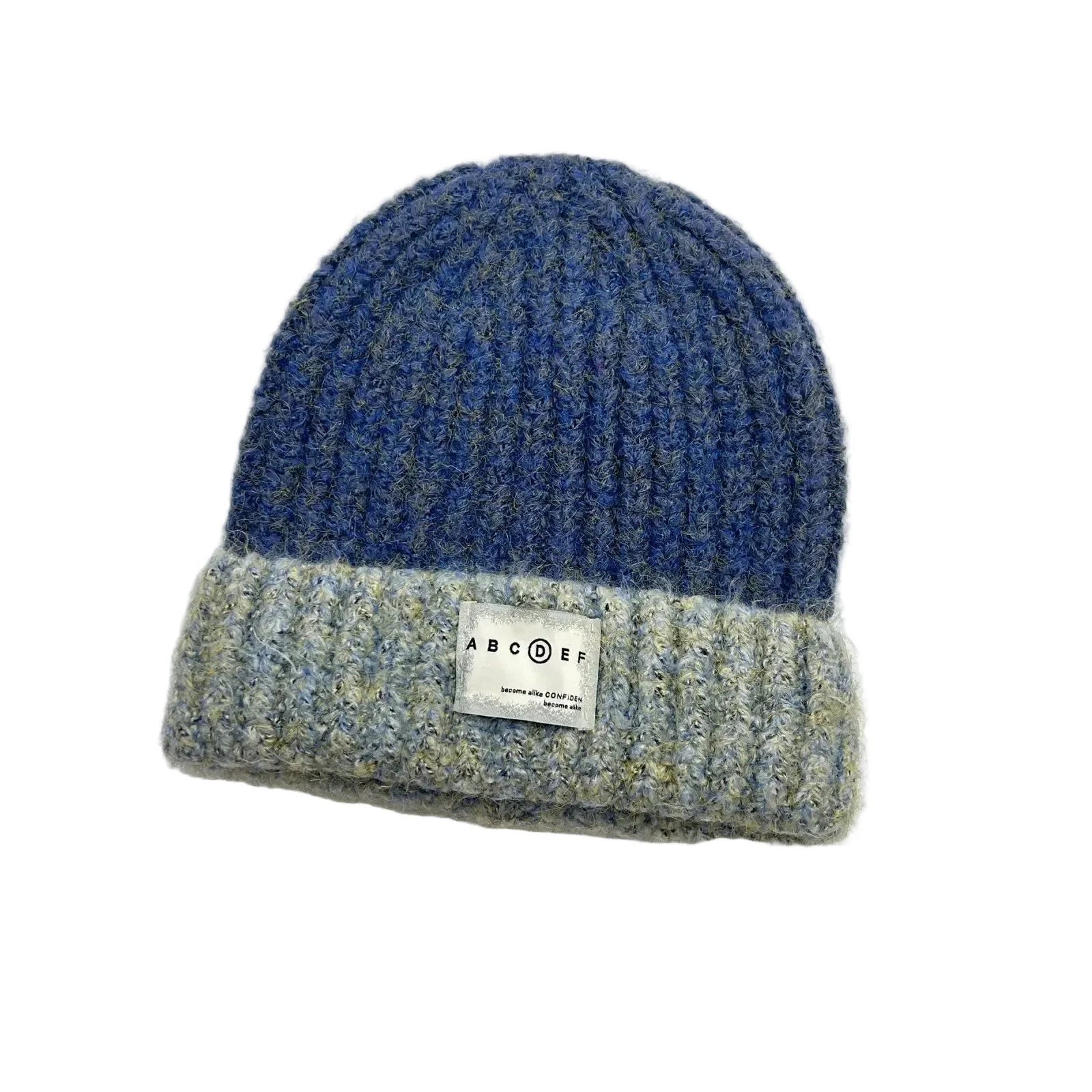 ABCDEF Winter Bicolor Wool Knitted Beanie