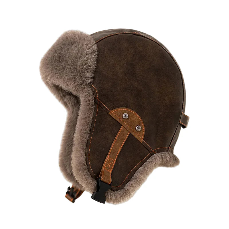Agostini Riding Leather Trapper Bomber Hat