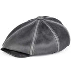 Aigburth Genuine Leather 8-Panels Newsboy Cap