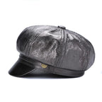 Albany Woman Genuine Leather Newsboy Cap