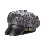 Albany Woman Genuine Leather Newsboy Cap