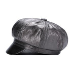 Albany Woman Genuine Leather Newsboy Cap