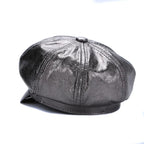 Albany Woman Genuine Leather Newsboy Cap