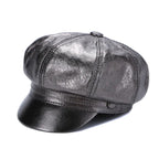 Albany Woman Genuine Leather Newsboy Cap