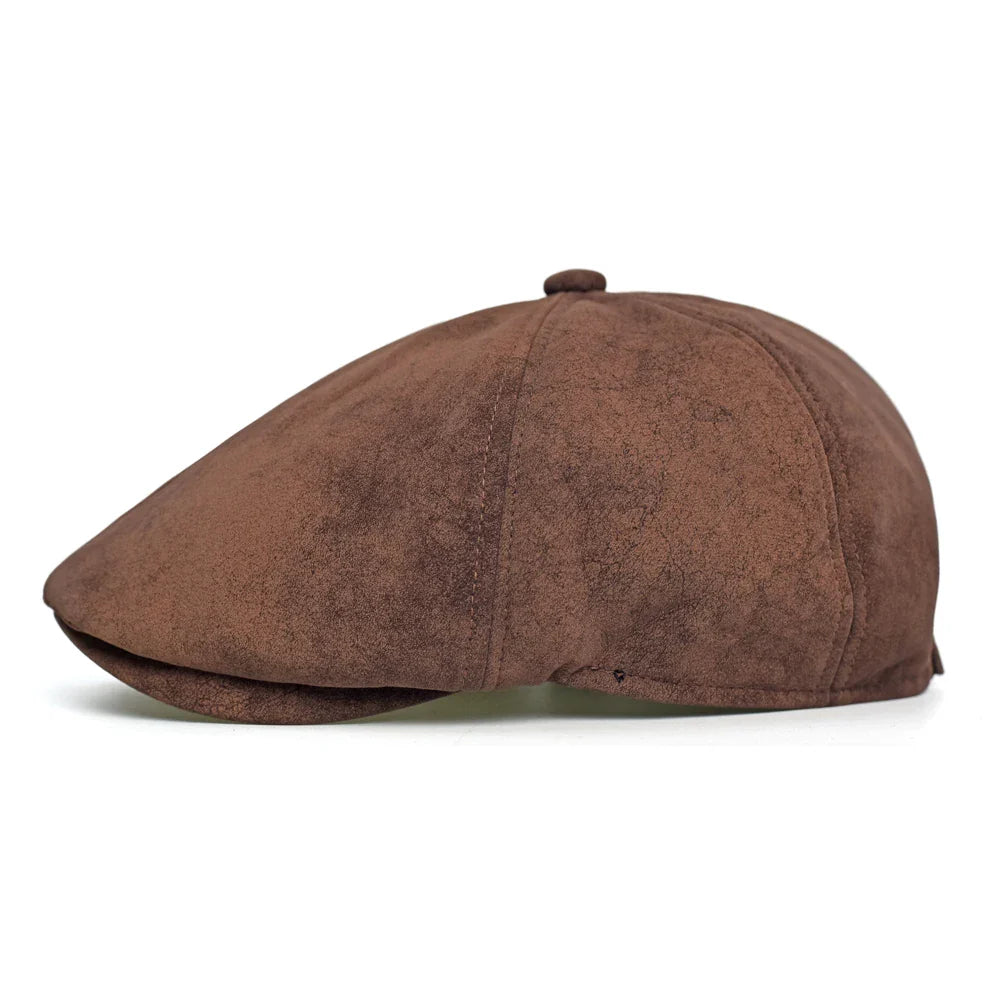 Allerton Vintage Leather Flat Cap