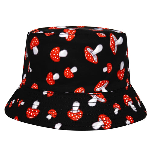 Black and red Amanita Bucket Hat