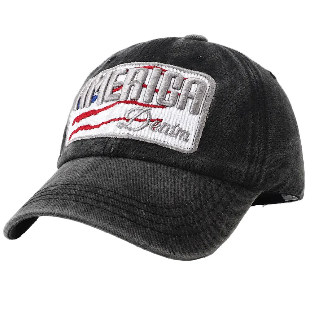 America Denim Washed Cotton Baseball Cap