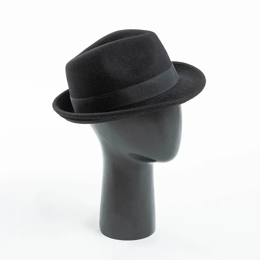 Amstrong Small Brim Black Wool Trilby Hat