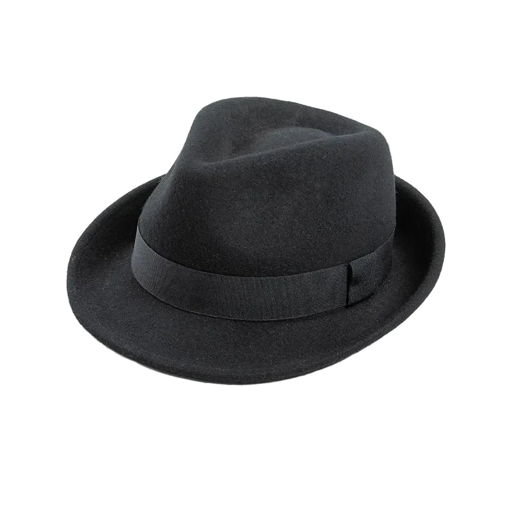 Amstrong Small Brim Black Wool Trilby Hat