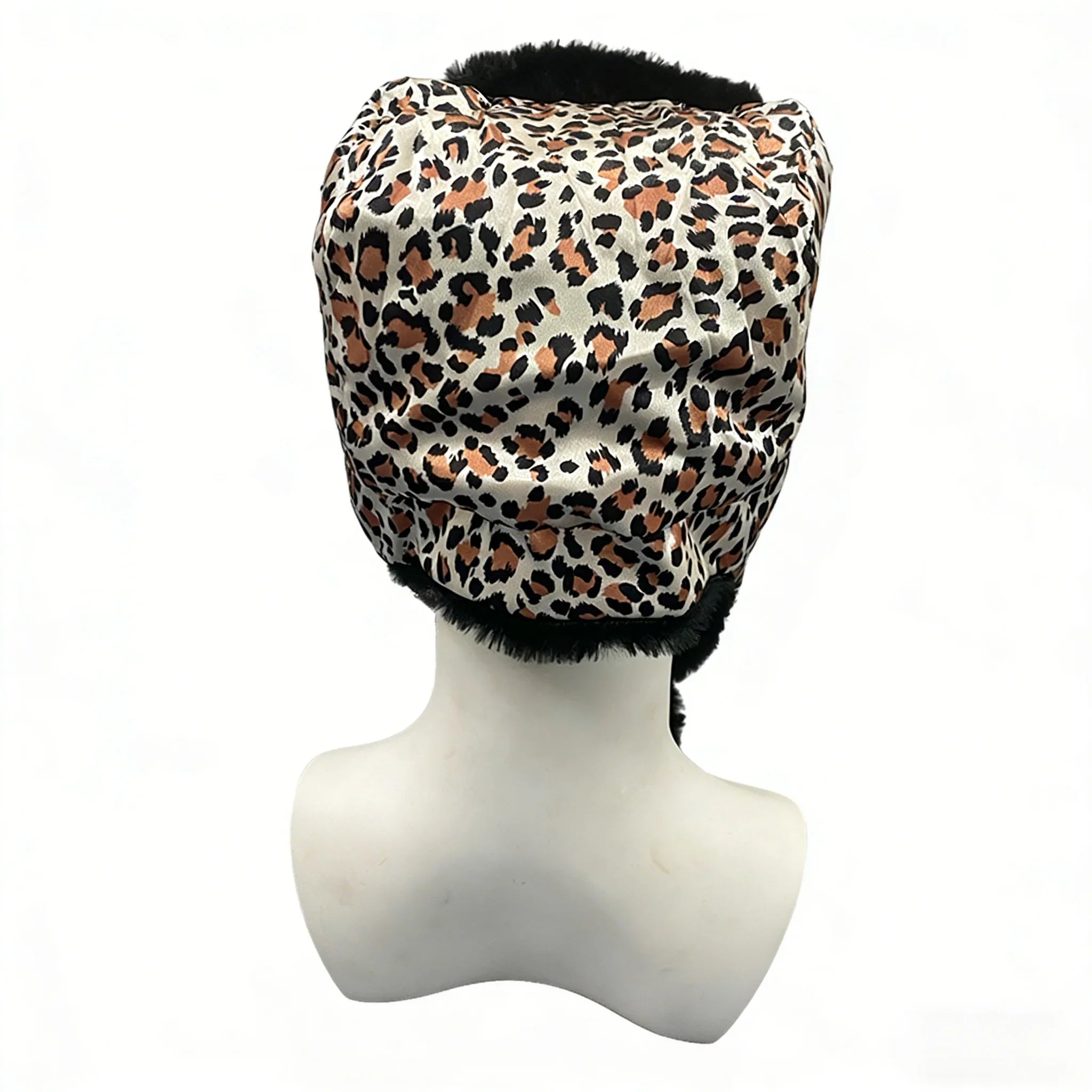 Pom Poms Winter Leopard Print Bomber Hat