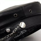 Anchor Black Leather Sailor Cap