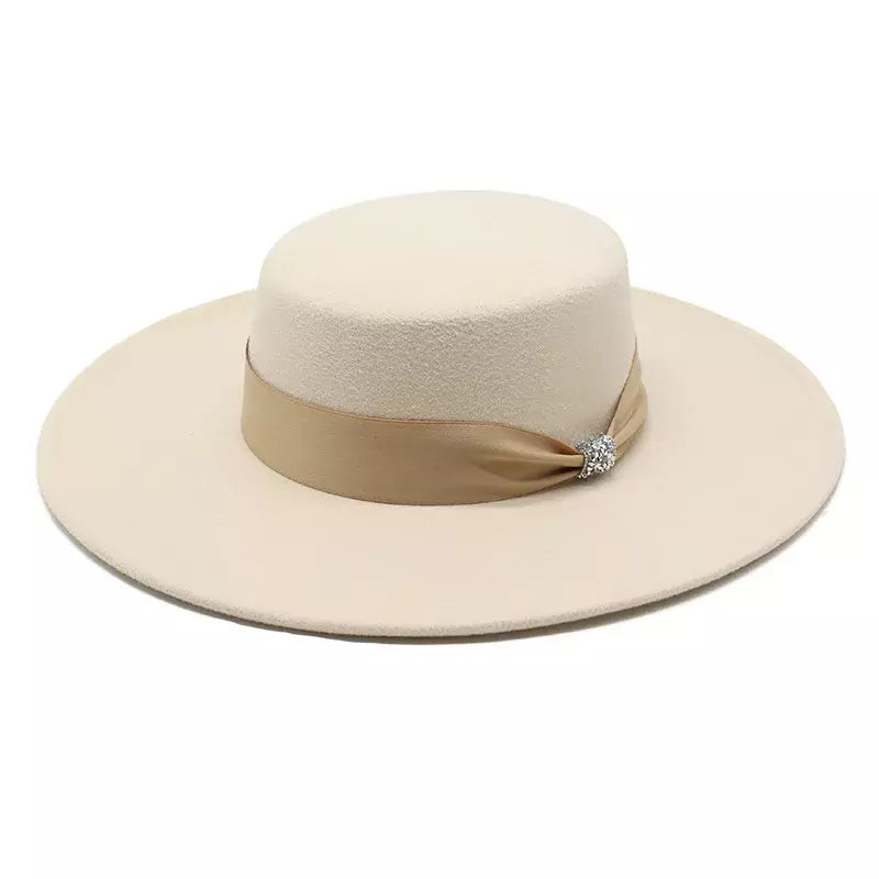 Beige Vintage Boater Hat – classic vintage straw hat
