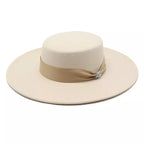Beige Vintage Boater Hat – classic vintage straw hat