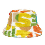 Athleisure Letters Fur Bucket Hat