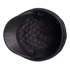 Atlanta Black Genuine Leather Earflaps Flat Cap