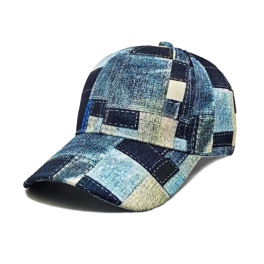 BQM Vintage Patchwork Denim Baseball Cap
