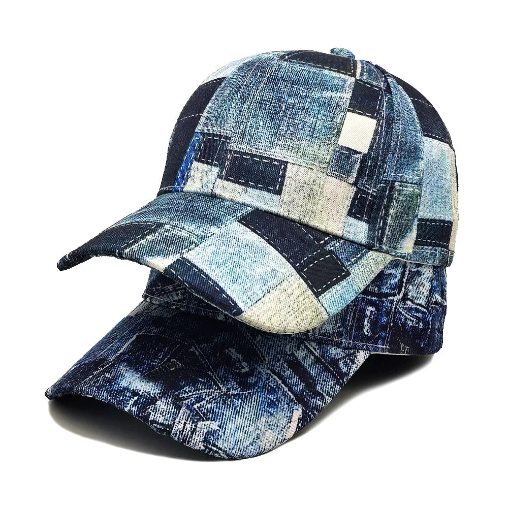 BQM Vintage Patchwork Denim Baseball Cap