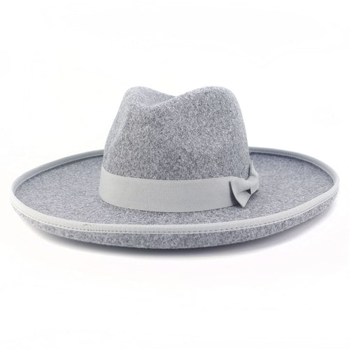 Gray Bauh Wide Brimmed Wool Fedora Hat