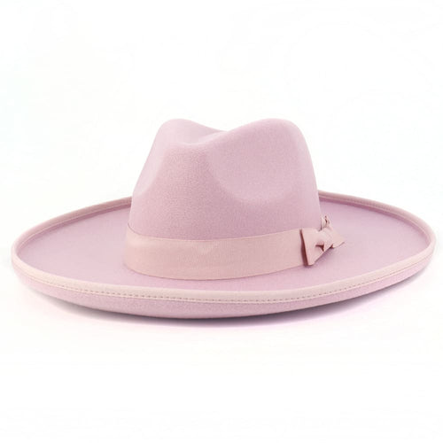 Pink Bauh Wide Brimmed Wool Fedora Hat