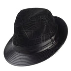 Bayeux Black Genuine Leather Trilby Hat