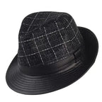 Bayeux Black Genuine Leather Trilby Hat