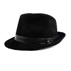 Bayeux Black Genuine Leather Trilby Hat