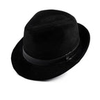 Bayeux Black Genuine Leather Trilby Hat