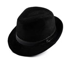 Bayeux Black Genuine Leather Trilby Hat