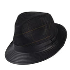 Bayeux Black Genuine Leather Trilby Hat