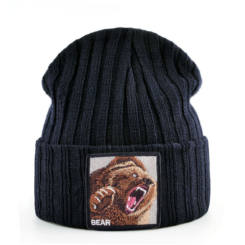 Black Bear Knitted Beanie